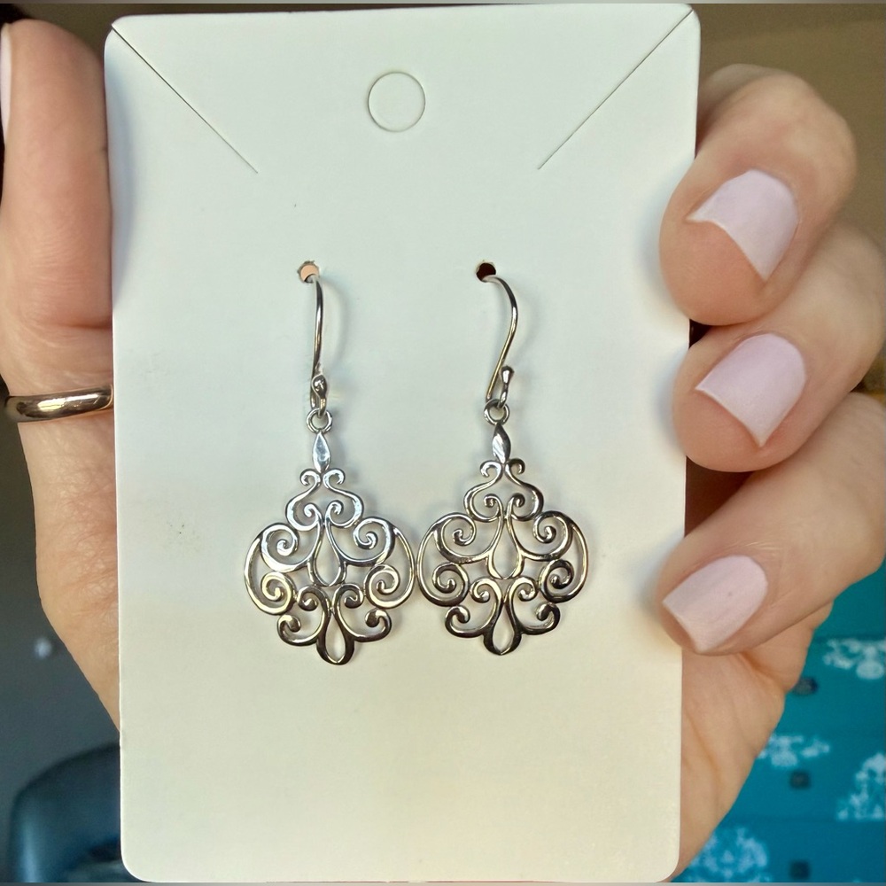 Elegant NWT Sterling Silver Filigree Earrings Sexy Classy Gift Delicate Wedding